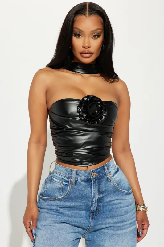 Bad Romance Rosette Top - Black sold by Fashion Nova