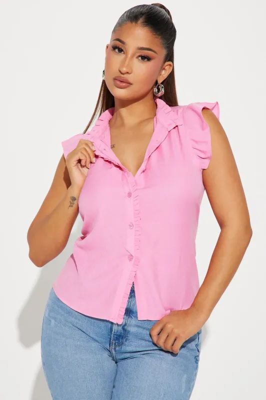 Hope Linen Shirt - Pink sold by Fashion Nova