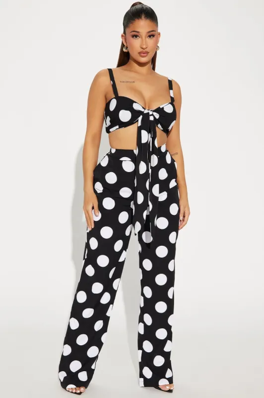 Monroe Polka Dot Pant Set - Black/combo sold by Fashion Nova
