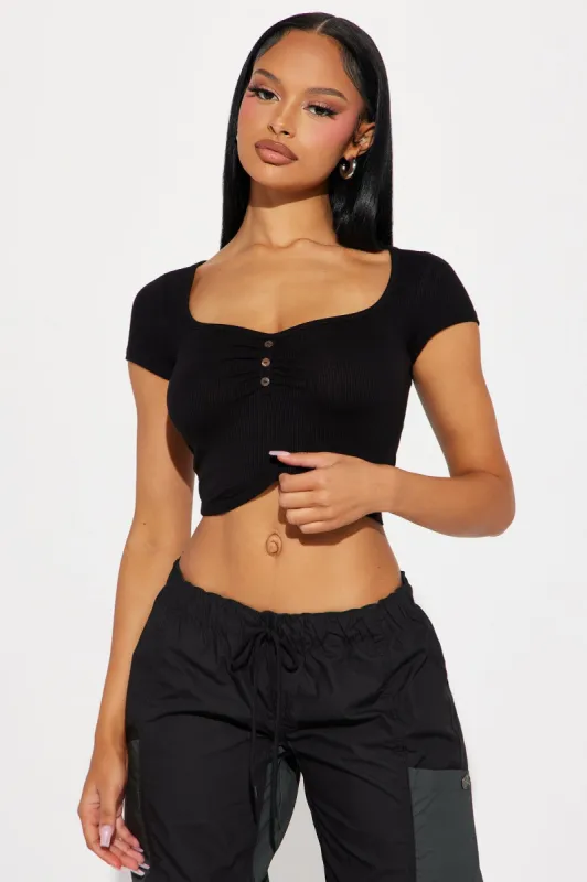 Charlie Ribbed Top - Black sold by Fashion Nova