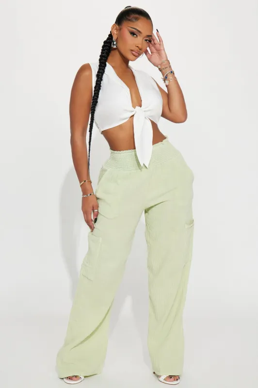 Meadow Washed Gauze Pant - Green sold by Fashion Nova