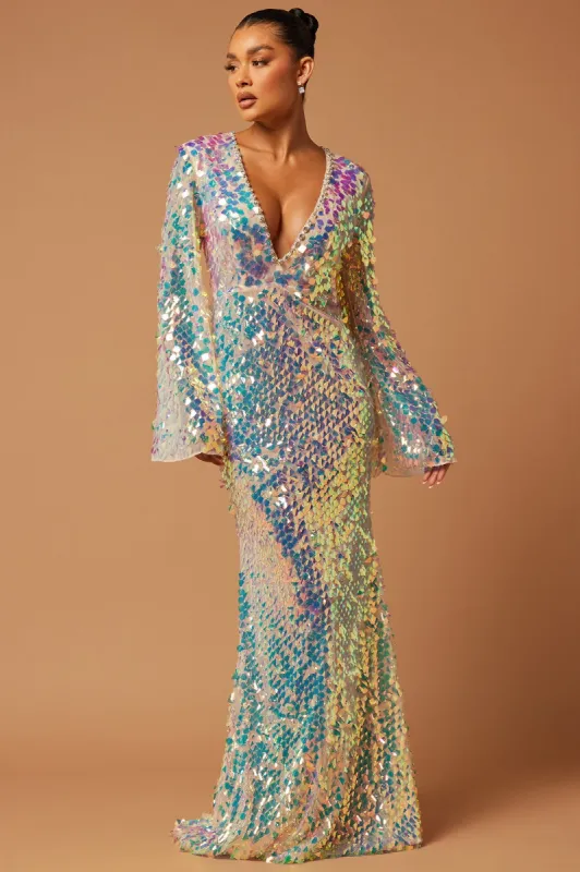 Kiara Sequin Gown - Iridescent sold by Fashion Nova