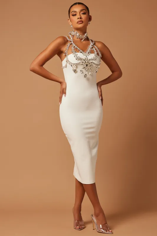 Melanie Embellished Dress Set - Off White sold by Fashion Nova