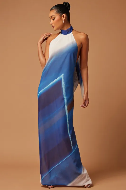 Wren Chiffon Maxi Dress - Blue/combo sold by Fashion Nova