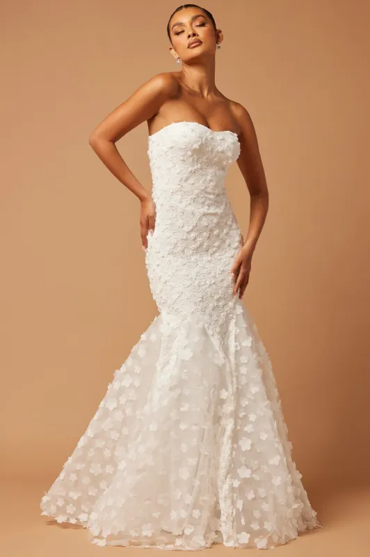 Carmen Floral Maxi Gown - White sold by Fashion Nova