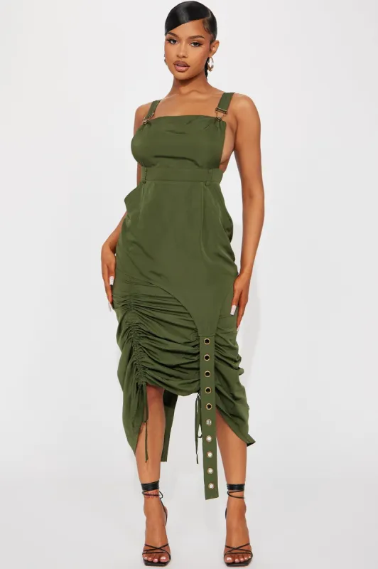 Marla Parachute Maxi Dress - Olive sold by Fashion Nova