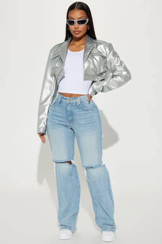 Playing Games Ripped Straight Leg Jeans - Medium Wash sold by Fashion Nova