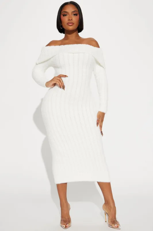 Cara Sweater Maxi Dress - White sold by Fashion Nova
