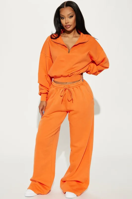 Rested Lounge Wide Leg Jogger - Orange sold by Fashion Nova