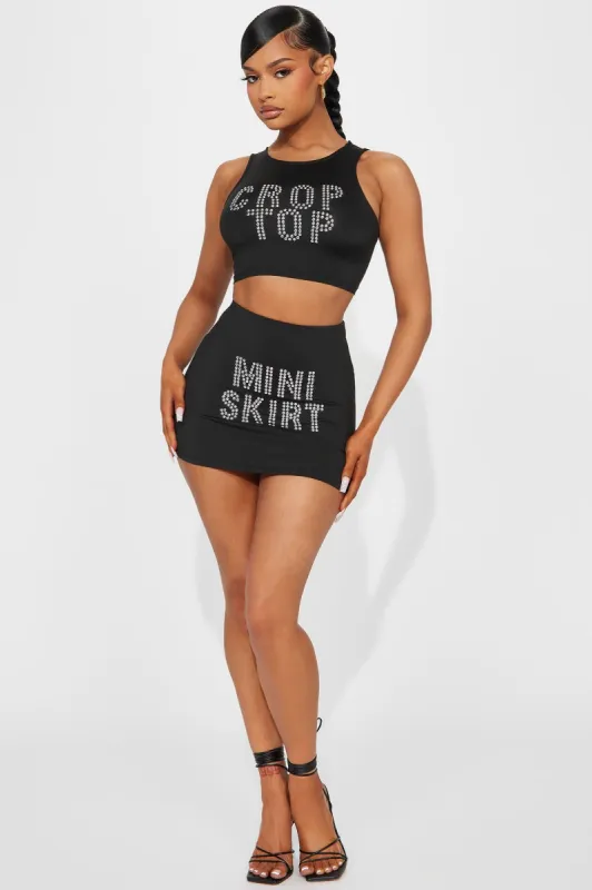 Just So You Know Skirt Set  - Black sold by Fashion Nova
