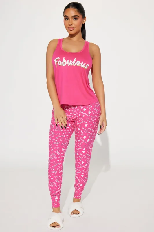 Fabulous AF PJ Jogger Set - Pink sold by Fashion Nova