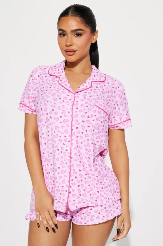 Wild Love PJ Short Set - Pink/Pink sold by Fashion Nova