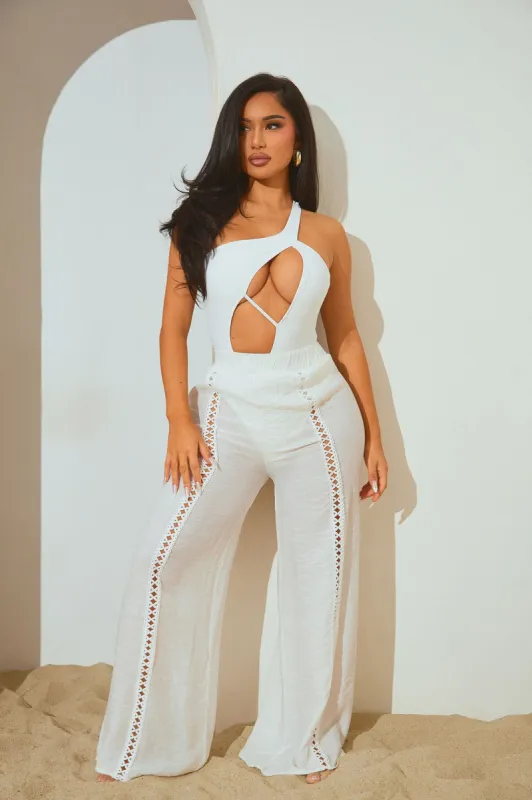 Grecian Sea Breeze Cover Up Pants - White sold by Fashion Nova