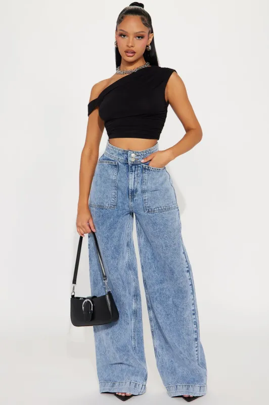 Making A Change Wide Leg Jeans - Light Wash sold by Fashion Nova