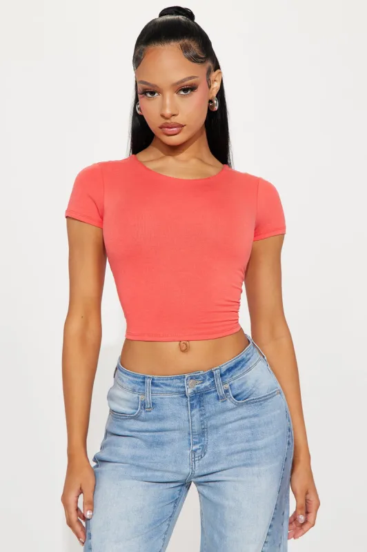 Clara Crew Neck Tee - Red sold by Fashion Nova