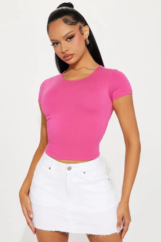 Clara Crew Neck Tee - Hot Pink sold by Fashion Nova