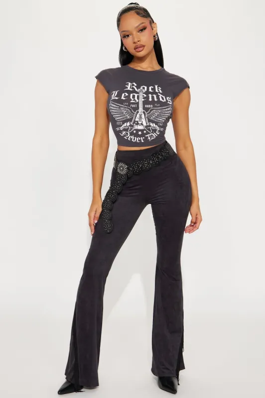 Tennessee Faux Suede Flare Pant - Black sold by Fashion Nova