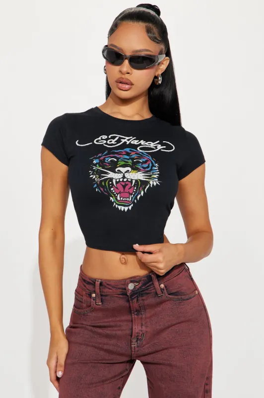 Tiger Head Ed Hardy Fitted Tee - Black sold by Fashion Nova