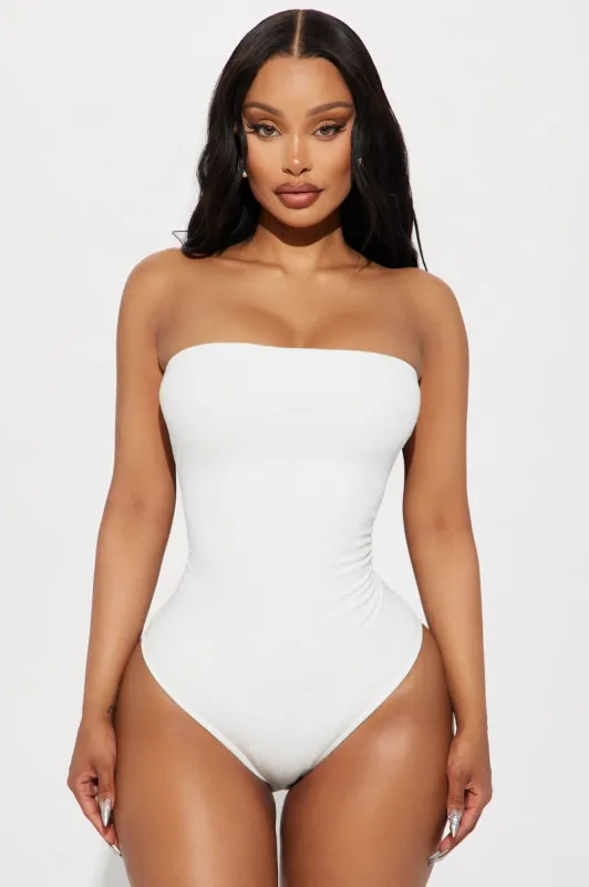 Demi Double Lined Tube Bodysuit - White sold by Fashion Nova