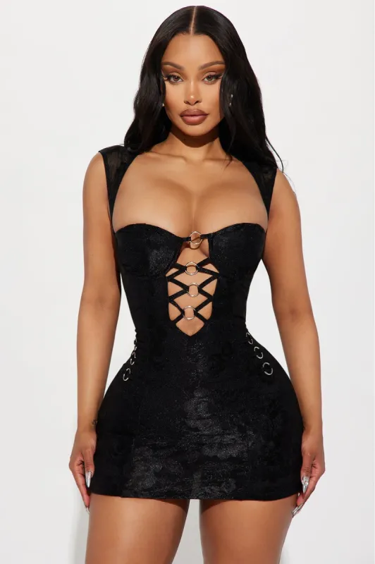 Liliana Lace Micro Mini Dress - Black sold by Fashion Nova