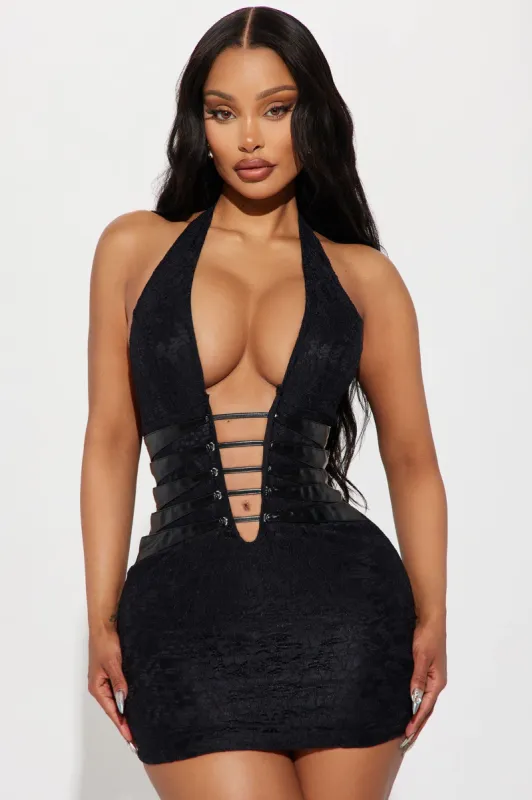 Kendra Lace Mini Dress - Black sold by Fashion Nova