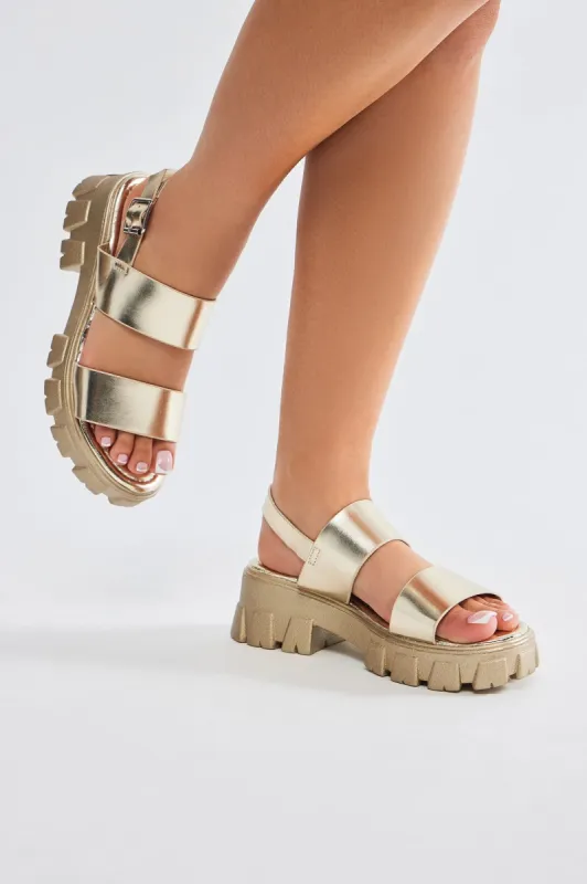 Just A Glance Platform Sandals - Gold sold by Fashion Nova