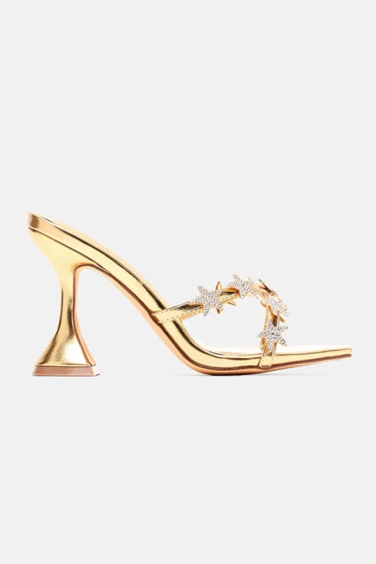 Above The Stars Heeled Sandals - Gold sold by Fashion Nova