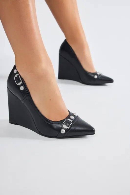 Still Fly Wedges - Black sold by Fashion Nova