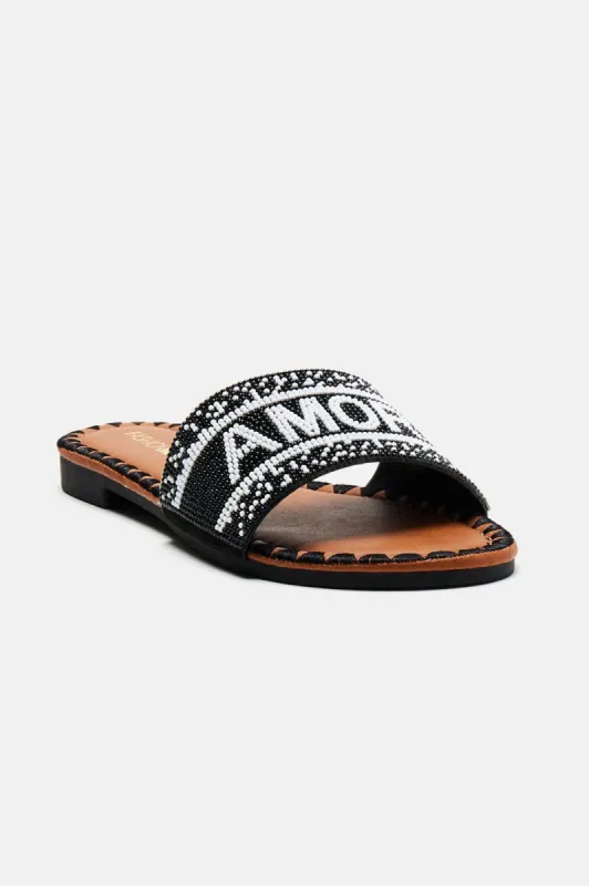 That's Amore Flat Sandals - Black sold by Fashion Nova
