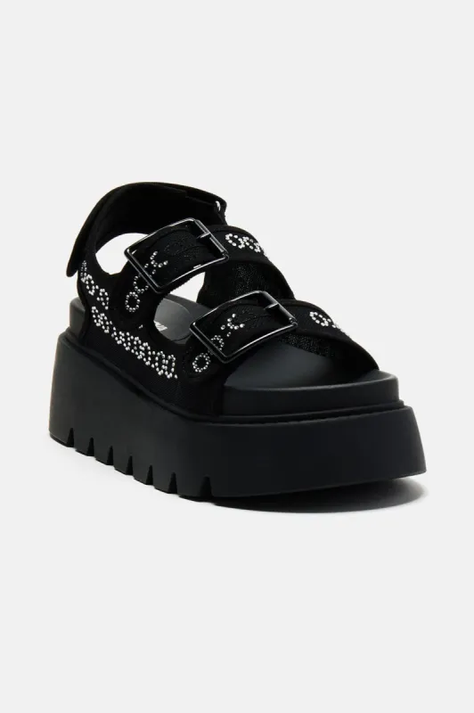 Keep It Up Flatform Sandals - Black sold by Fashion Nova