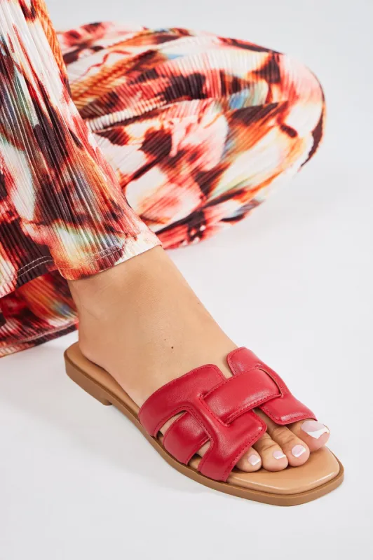Reagen Flat Sandals - Red sold by Fashion Nova
