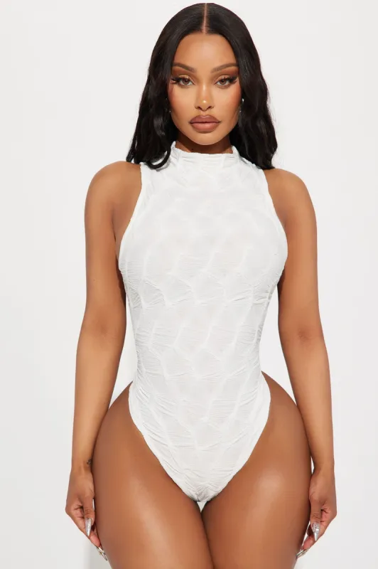 Leilani Textured Bodysuit - White sold by Fashion Nova