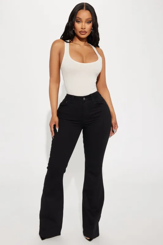 Loving It Stretch Flare Jeans - Black Wash sold by Fashion Nova