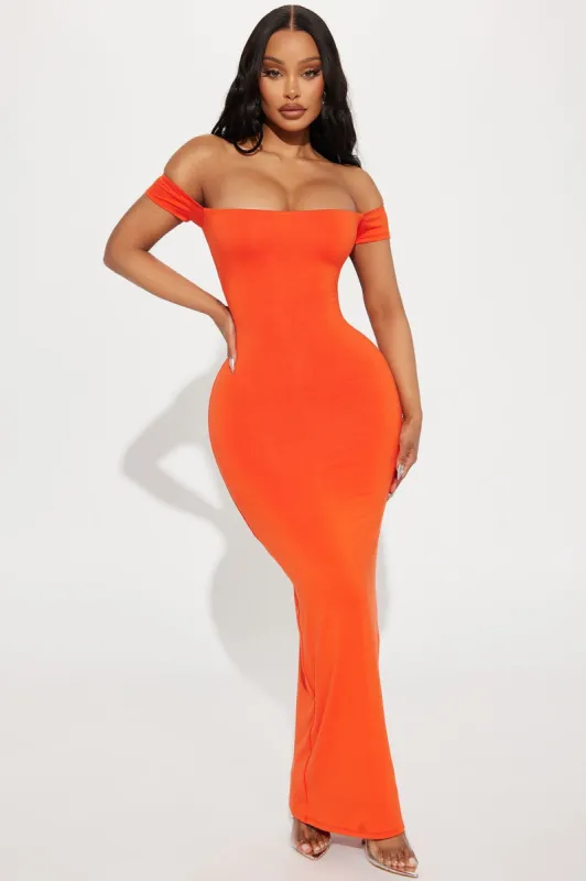 Mina Smooth Double Lined Maxi Dress - Orange sold by Fashion Nova