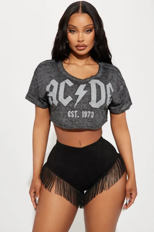 ACDC Burnout Crop Top - Black sold by Fashion Nova