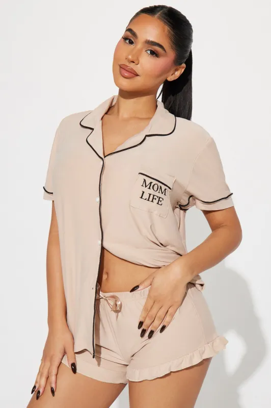 Mom Life PJ Short Set - Tan sold by Fashion Nova