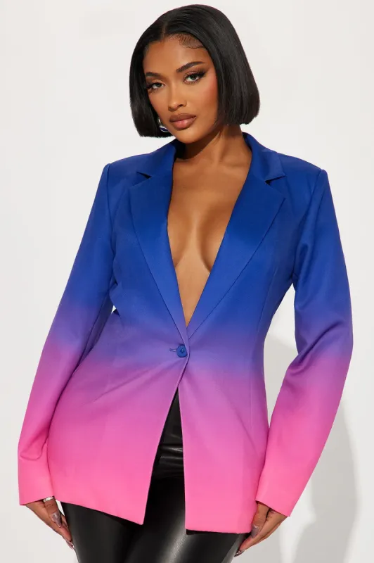 Mixed Feelings Ombre Blazer - Blue/combo sold by Fashion Nova