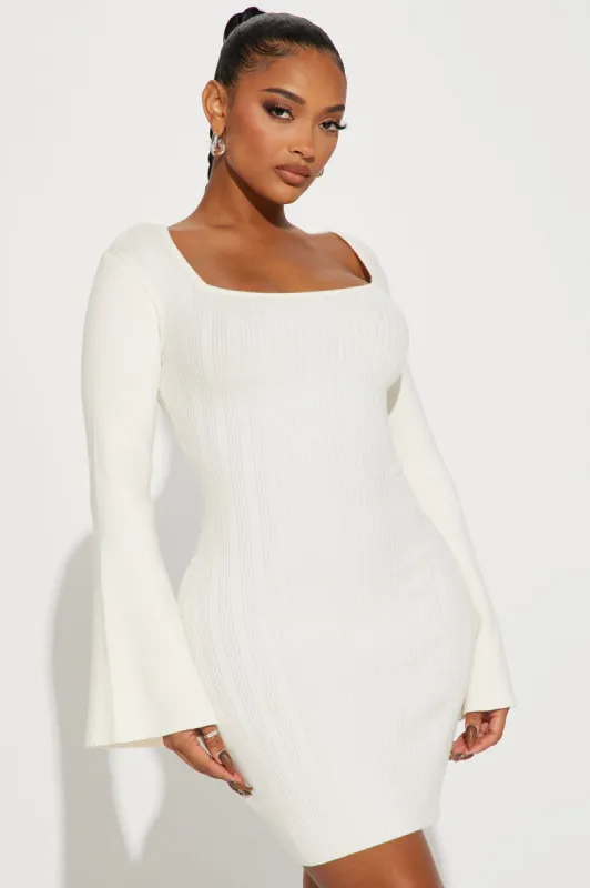 Marie Sweater Mini Dress - Cream sold by Fashion Nova