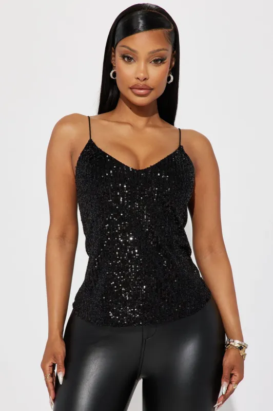 Seffani Sequin Cami - Black sold by Fashion Nova