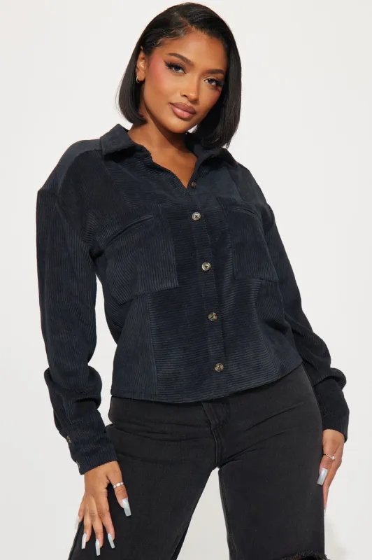 Zaire Corduroy Shirt - Black sold by Fashion Nova