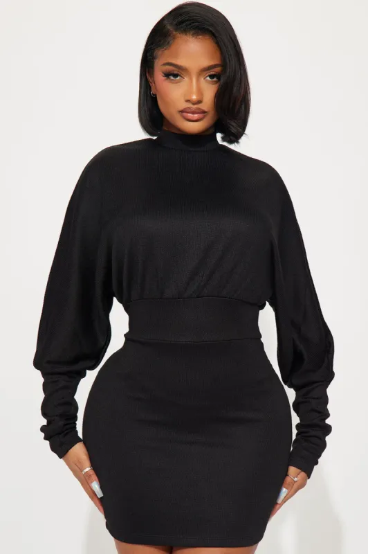 Demi Sweater Mini Dress - Black sold by Fashion Nova