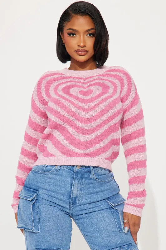 Hypnotized By Love Sweater - Pink/combo sold by Fashion Nova