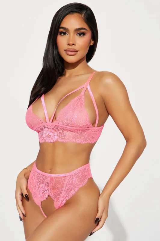 All Yours Lace 2 Piece Set - Neon Pink sold by Fashion Nova