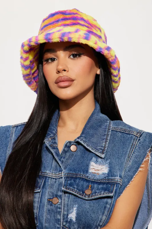 Moving And Grooving Bucket Hat - Yellow/combo sold by Fashion Nova