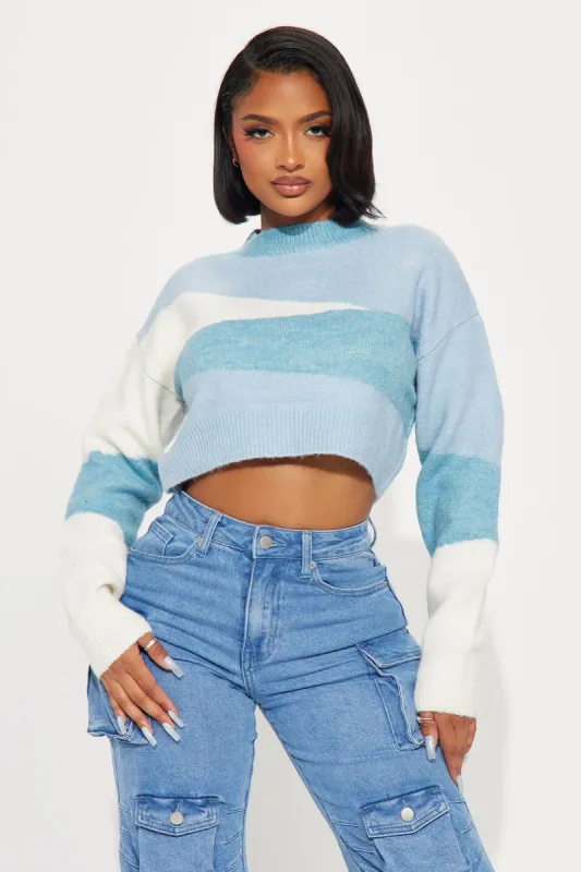 Windy Weather Sweater - Blue/combo sold by Fashion Nova