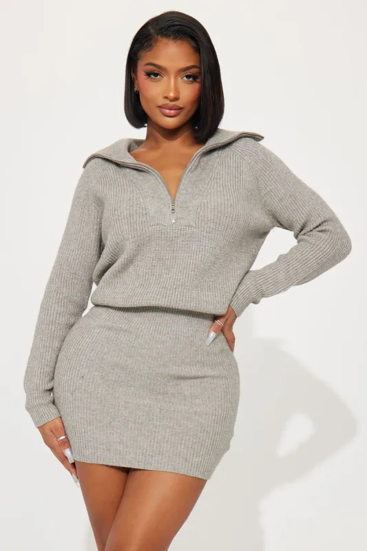 Ashley Sweater Mini Dress - Heather Grey sold by Fashion Nova