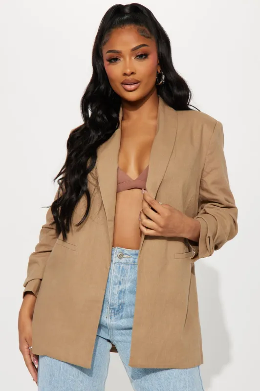 Take My Lead Linen Blazer - Mocha made by Fashion Nova