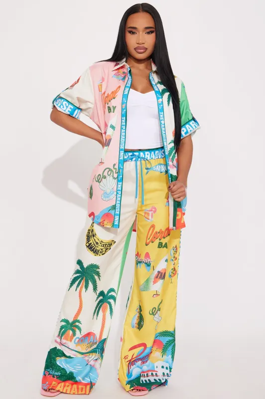 Paradise Inn Satin Pant Set - Multi Color sold by Fashion Nova