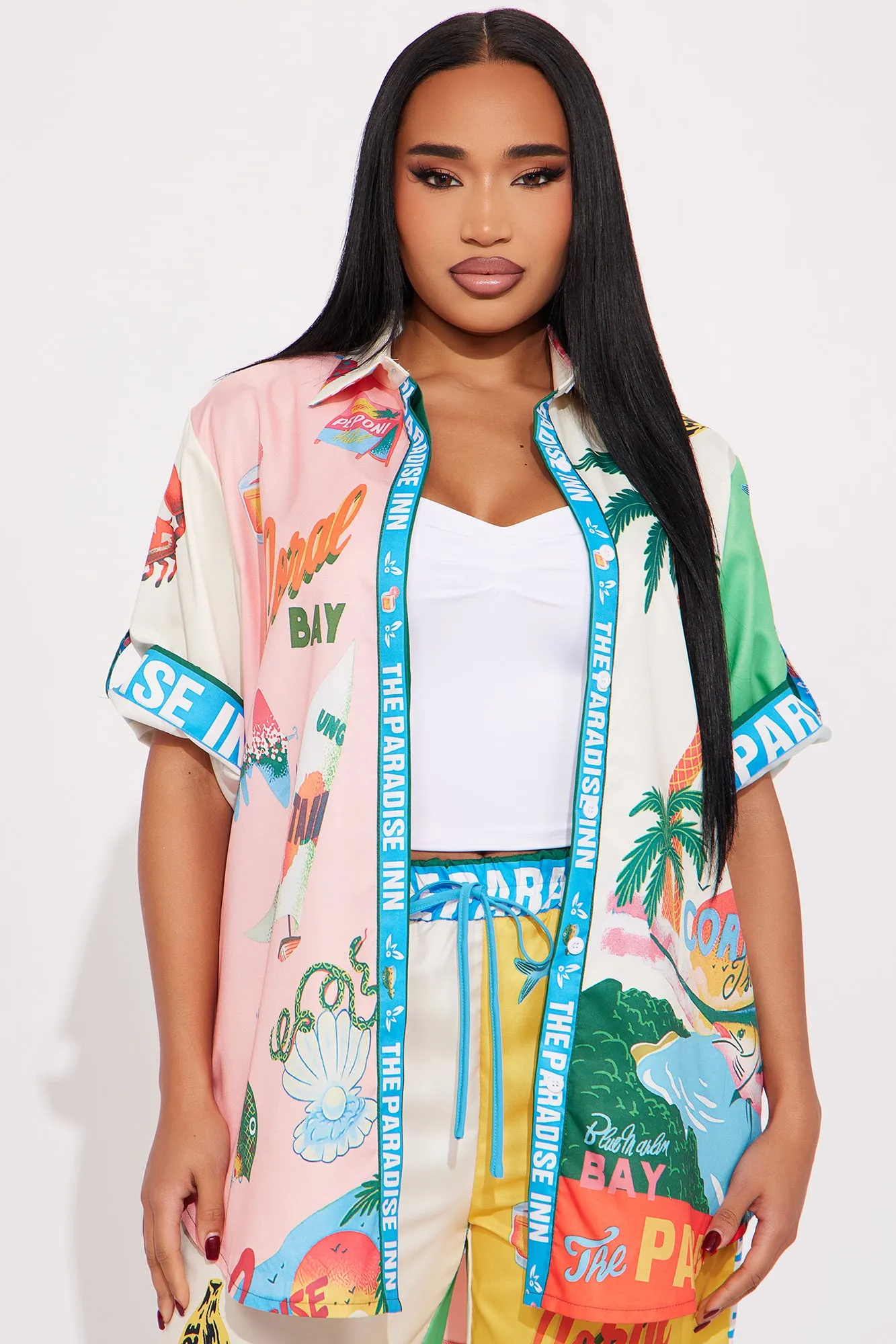 Paradise Inn Satin Pant Set - Multi Color sold by Fashion Nova product image thumbnail 2