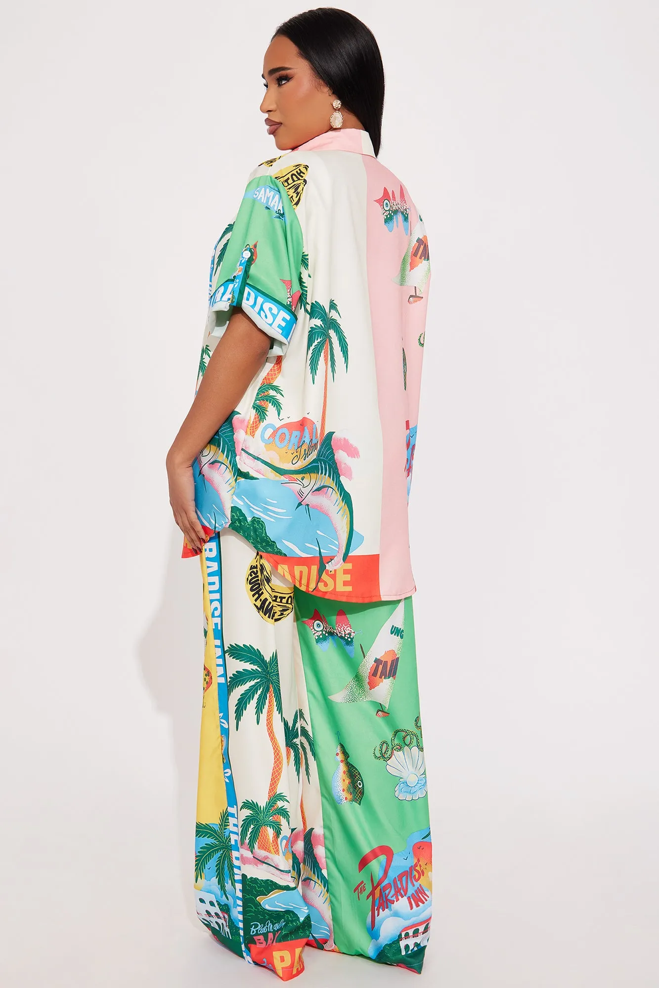 Paradise Inn Satin Pant Set - Multi Color sold by Fashion Nova product image thumbnail 3